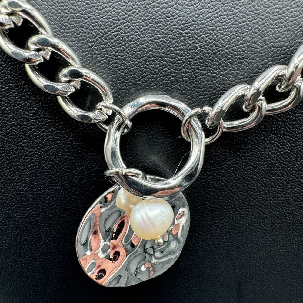 Silver Dome Pendant Necklace
